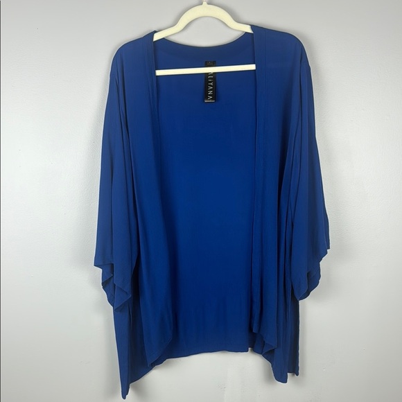 Kaliyana Cobalt Blue Short Kimono with Waterfall Hem and Draped Sleeves Size 1 - Picture 2 of 11